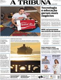 Capa do jornal A Tribuna 15/01/2018