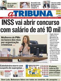Capa do jornal A Tribuna 15/05/2018