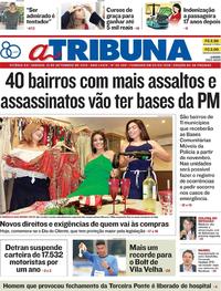 Capa do jornal A Tribuna 15/09/2018