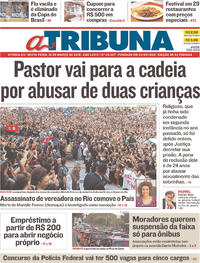 Capa do jornal A Tribuna 16/03/2018