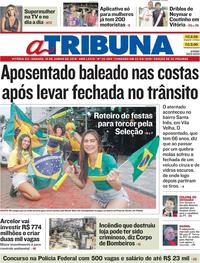 Capa do jornal A Tribuna 16/06/2018