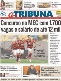 Capa do jornal A Tribuna 16/08/2018