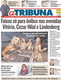 Capa do jornal A Tribuna 17/03/2018