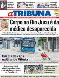 Capa do jornal A Tribuna 17/04/2018