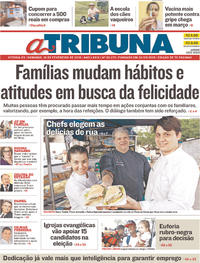 Capa do jornal A Tribuna 18/02/2018