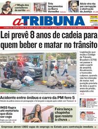 Capa do jornal A Tribuna 18/04/2018