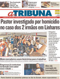 Capa do jornal A Tribuna 18/05/2018