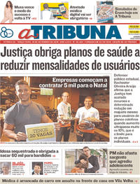 Capa do jornal A Tribuna 18/09/2018