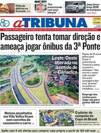 Capa do jornal A Tribuna 18/10/2018