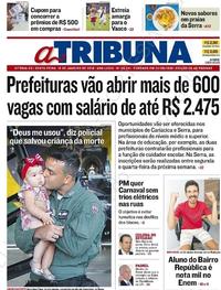 Capa do jornal A Tribuna 19/01/2018