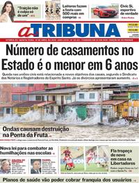 Capa do jornal A Tribuna 19/04/2018
