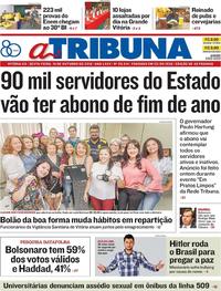 Capa do jornal A Tribuna 19/10/2018