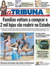 Capa do jornal A Tribuna 20/01/2018