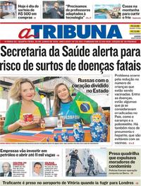 Capa do jornal A Tribuna 20/06/2018