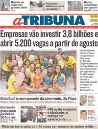 Capa do jornal A Tribuna 21/03/2018