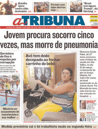 Capa do jornal A Tribuna 21/04/2018