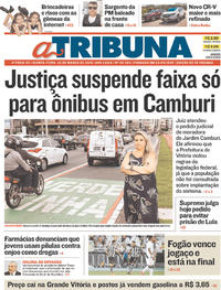 Capa do jornal A Tribuna 22/03/2018