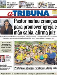 Capa do jornal A Tribuna 22/06/2018