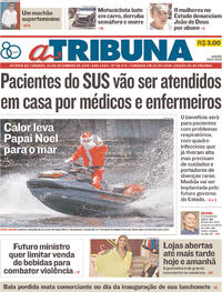 Capa do jornal A Tribuna 22/12/2018