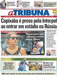 Capa do jornal A Tribuna 23/06/2018