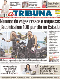 Capa do jornal A Tribuna 24/02/2018