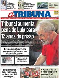 Capa do jornal A Tribuna 25/01/2018