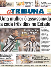 Capa do jornal A Tribuna 26/02/2018
