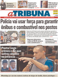 Capa do jornal A Tribuna 26/05/2018