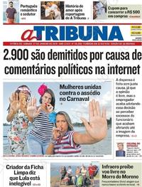 Capa do jornal A Tribuna 27/01/2018