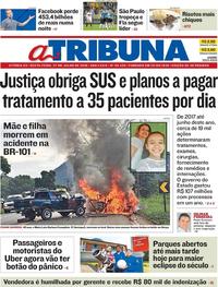 Capa do jornal A Tribuna 27/07/2018