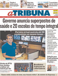 Capa do jornal A Tribuna 28/02/2018