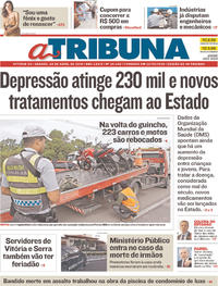 Capa do jornal A Tribuna 28/04/2018