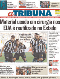 Capa do jornal A Tribuna 29/01/2018