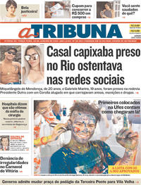 Capa do jornal A Tribuna 30/01/2018