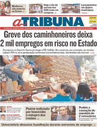 Capa do jornal A Tribuna 30/05/2018