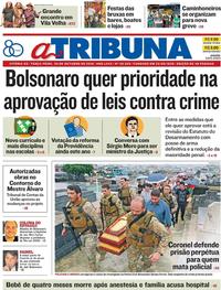 Capa do jornal A Tribuna 30/10/2018