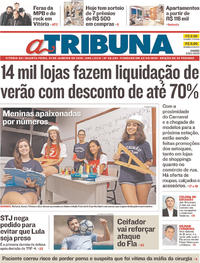 Capa do jornal A Tribuna 31/01/2018