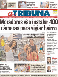 Capa do jornal A Tribuna 31/03/2018
