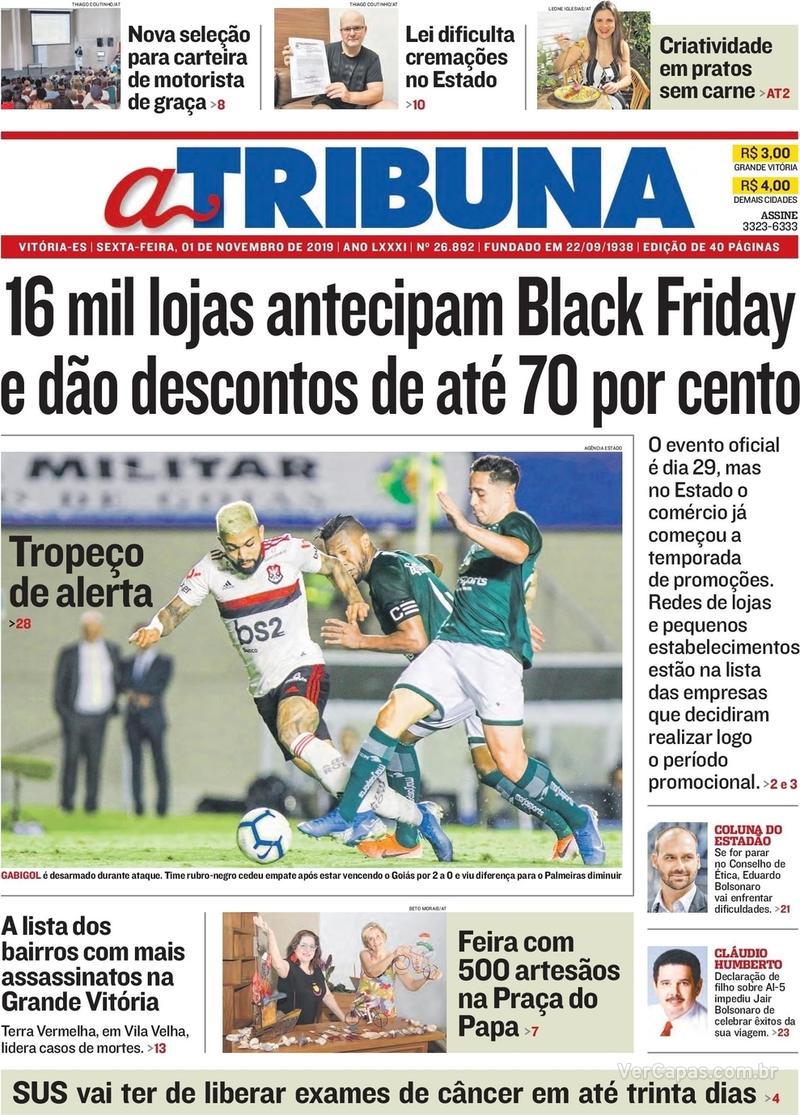 Capa do jornal A Tribuna 01/11/2019