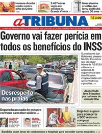 Capa do jornal A Tribuna 07/01/2019