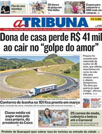 Capa do jornal A Tribuna 08/01/2019