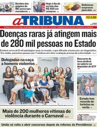 Capa do jornal A Tribuna 08/03/2019