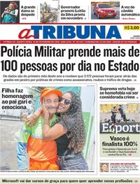 Capa do jornal A Tribuna 14/02/2019