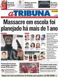 Capa do jornal A Tribuna 14/03/2019