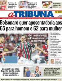 Capa do jornal A Tribuna 15/02/2019