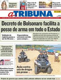 Capa do jornal A Tribuna 16/01/2019