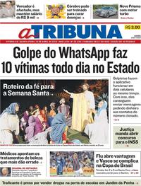 Capa do jornal A Tribuna 18/04/2019