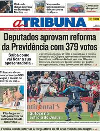 Capa do jornal A Tribuna 11/07/2019