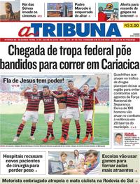 Capa do jornal A Tribuna 15/07/2019
