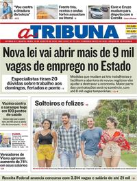 Capa do jornal A Tribuna 15/08/2019